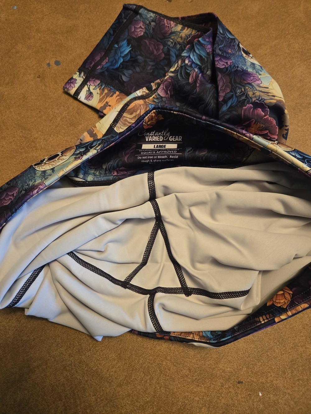 Constantly Varied Gear Floral Skull Leggings - Purple, Orange & Blue - Picture 2 of 2